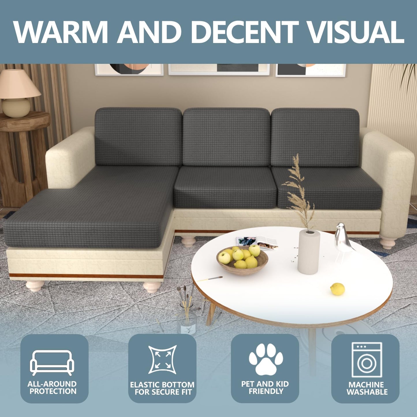 Stretch Couch Cushion Covers for Individual Sofa Seat Cushion,Washable Slipcover for Chair Loveseat Sofa,Furniture Protector Cushion Sofa Cover(Backrest or Seat) BST326H