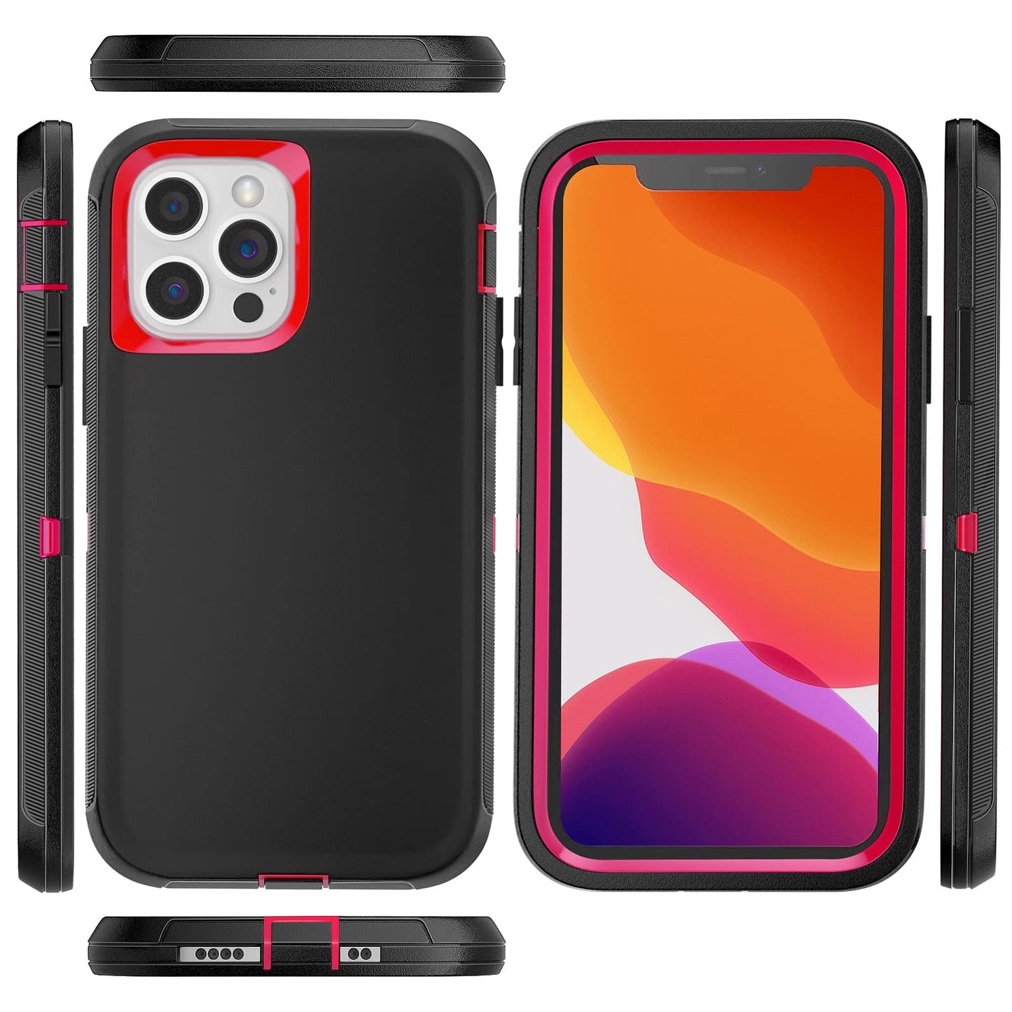 for iPhone 11 Case with Belt Clip Holster Kickstand & 2 Screen Protector, Full Protection Heavy Duty Phone Case, Shockproof Drop-Proof Durable Cover 6.1" [Black+Clip] WN420