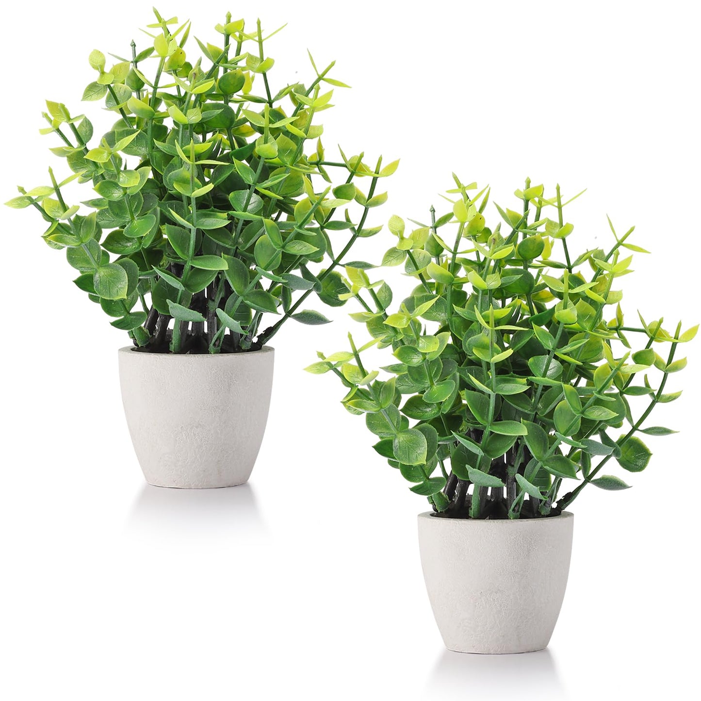 FAVOWREATH 2 Pack Small Fake Plants Potted Artificial Plants Indoor for Home Decor Office Room Farmhouse Indoor Table Bathroom Decor BST220