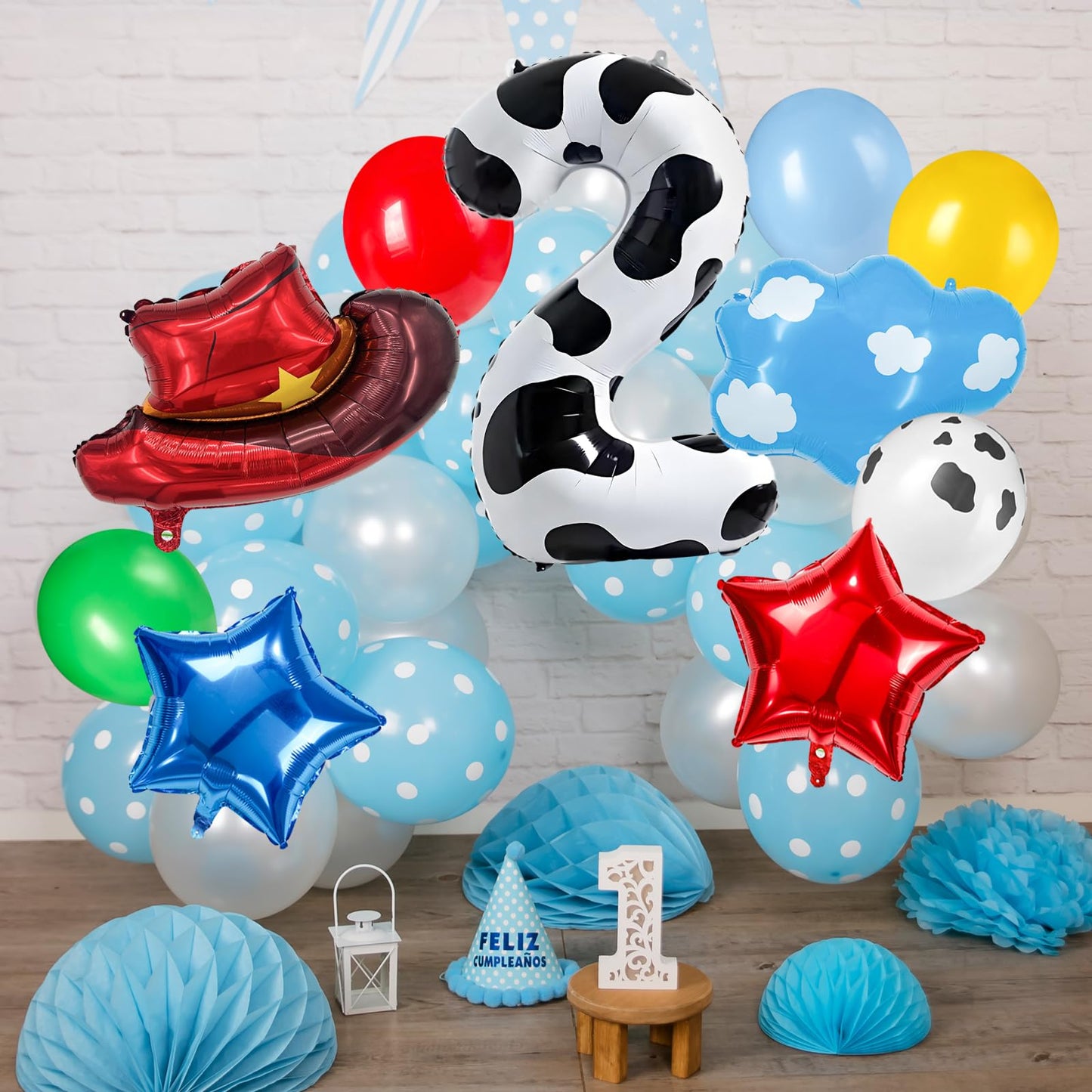 11-Pack Cowboy Theme Balloon Set, Farm Theme Decorations, Balloons with Hats and Clouds, Boys and Girls Birthday Party Supplies (1) BST202