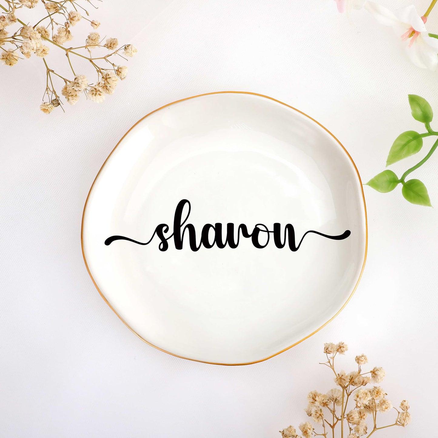 JoycuFF Initial B Ceramic Jewelry Tray, Bridesmaid Bride Gifts, Mothers Day Christmas Anniversary Engagement Birthday Gifts for Women Couples, Trinket Dish for Rings Earrings Necklaces Bracelets Keys BST202