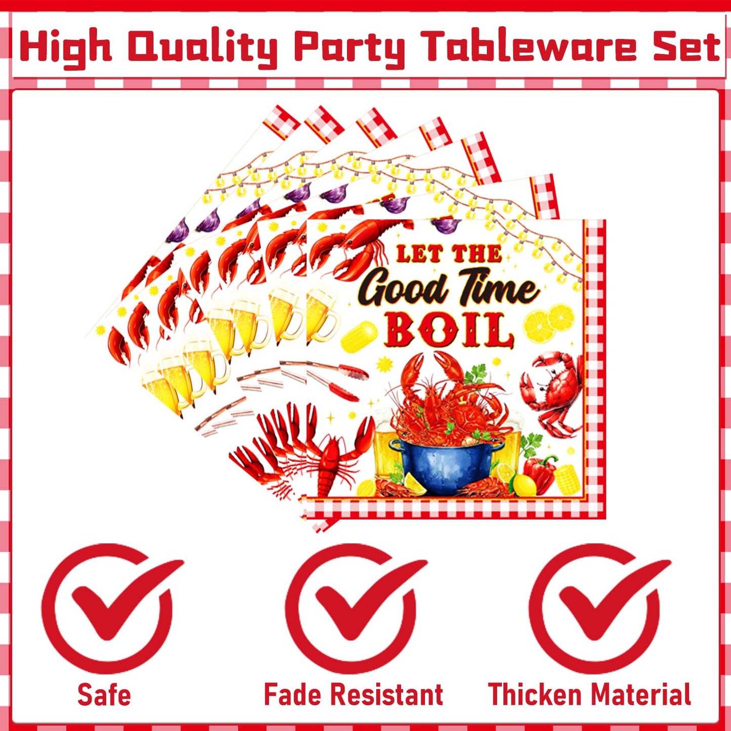 Gameza July Christmas Party Decorations Tableware, 96PCS There's Some Hohoho's in July Disposable Paper Plates and Napkins Decoration, Summer Xmas Beach Forks Decor Supplies Serves 24 BST220