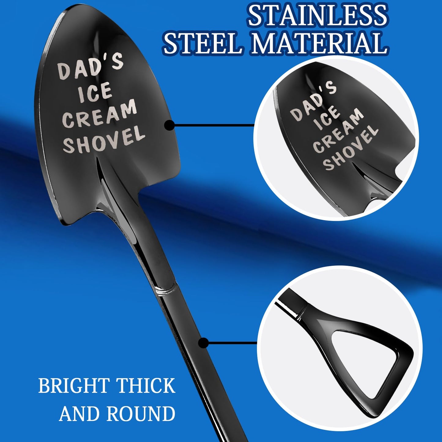 Dad Gifts - Gifts for dad from Daughter. Father Day Gifts for dad Ice Cream Spoon Scoop for Ice Cream Lovers, Father birthday Gifts Funny Engraved Stainless Steel Shovel WN420