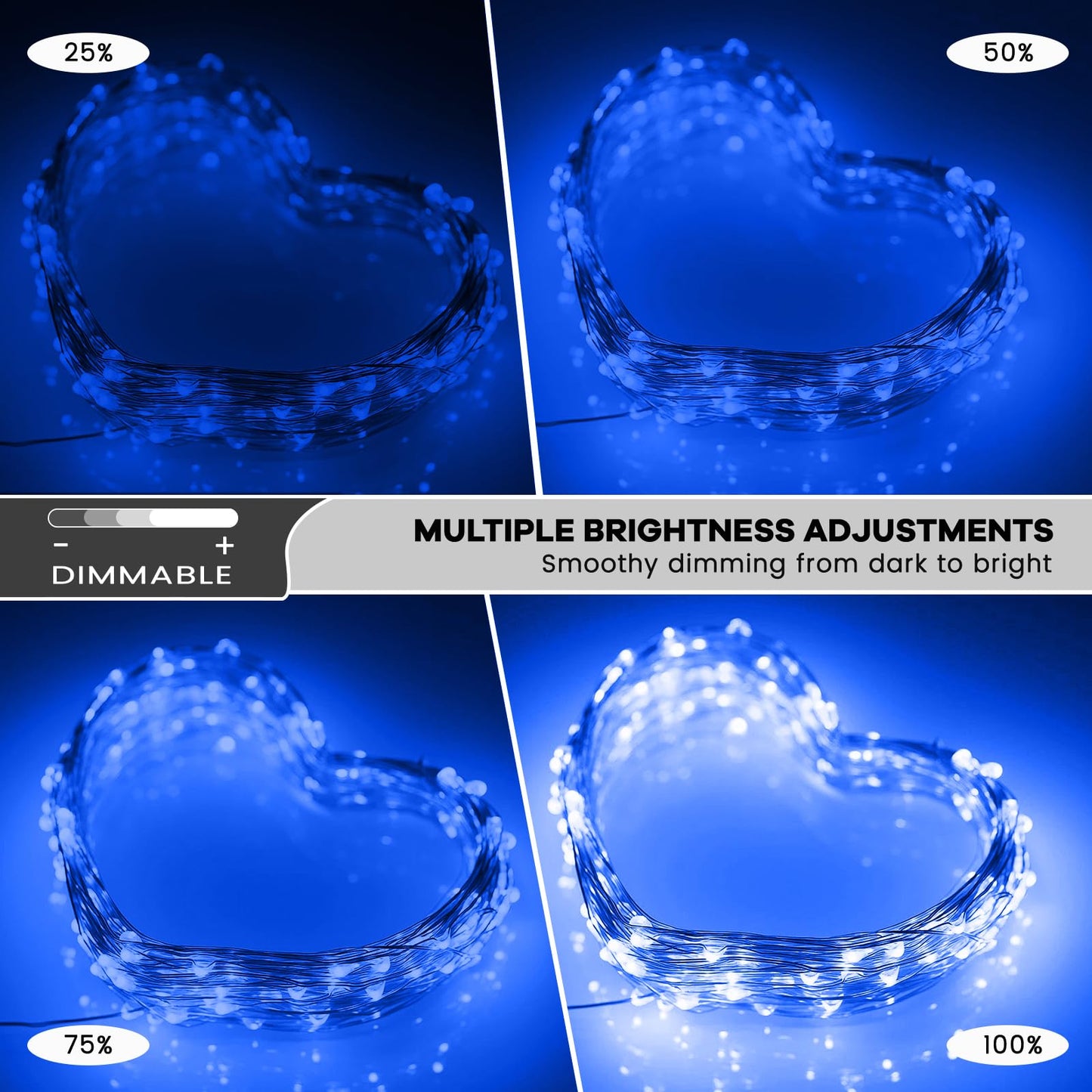 Fairy Lights 33FT 100 LED Fairy String Lights Battery Operated with Remote, 8 Modes Outdoor Waterproof Led Twinkle Lights for DIY Party Wedding Christmas Decoration Warm White WN420
