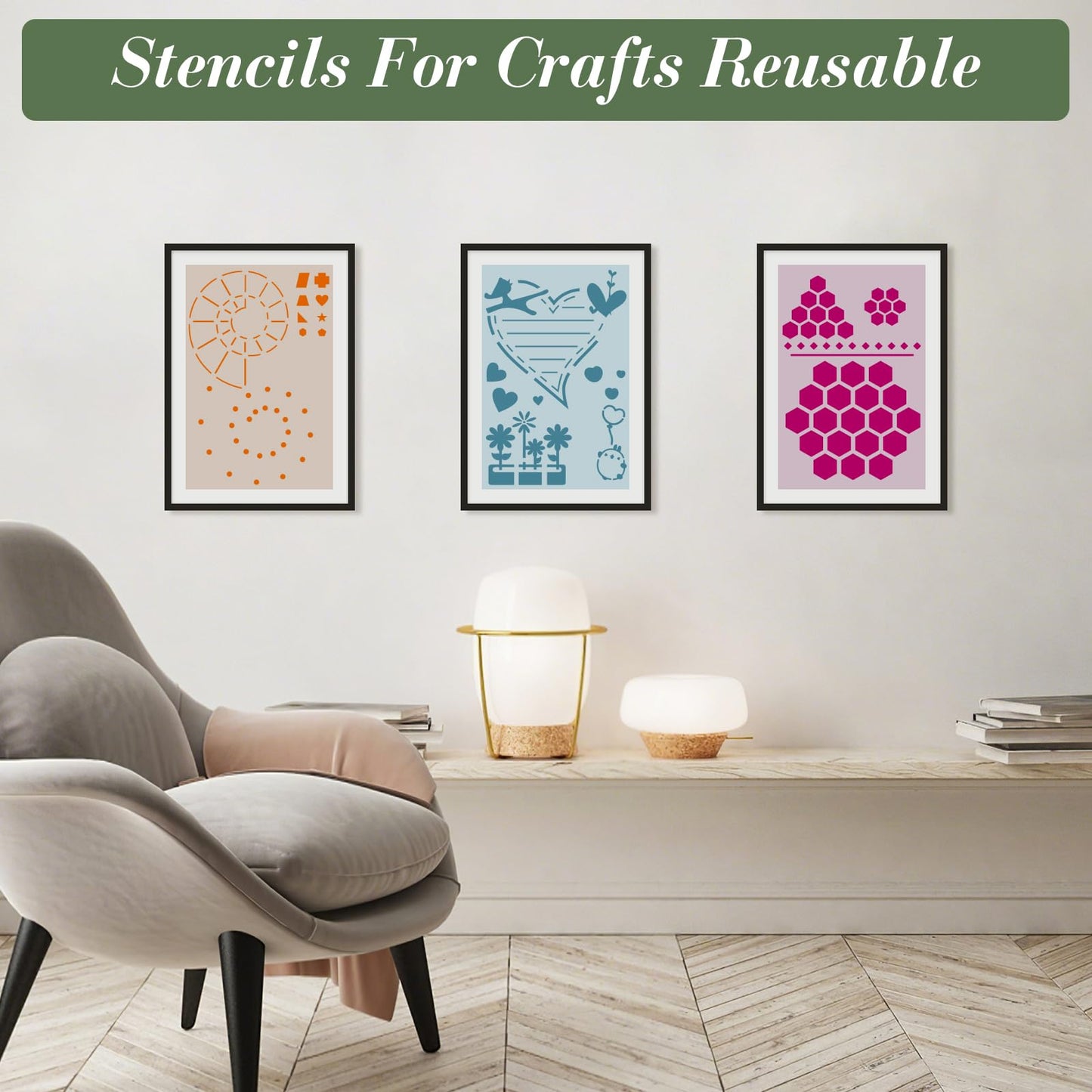 Letter Stencils for Crafts Reusable 42Pcs Number Stencils(5 Inch Font) | DIY Art Painting Stencil Furniture Decor Kit for Wood Embroidery Wall Silk Screen Journaling BST202