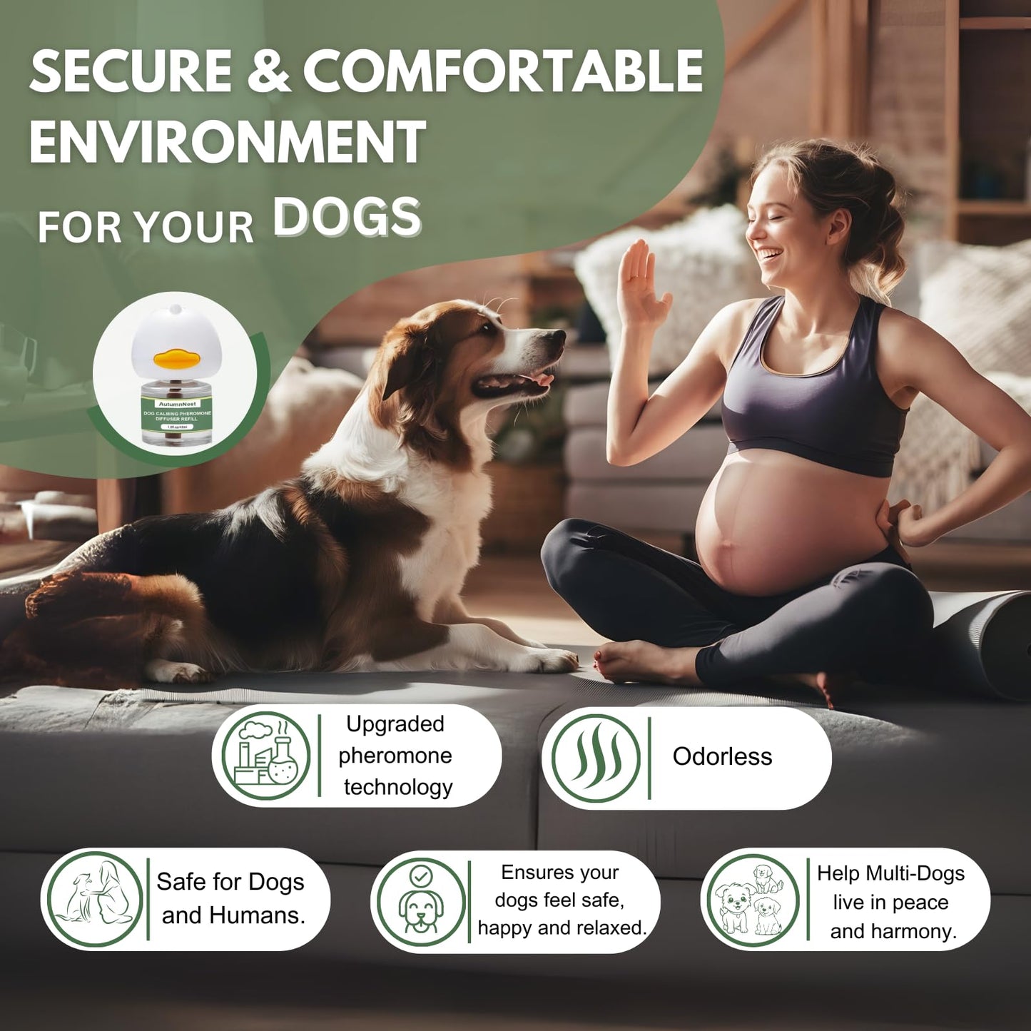8-in-1 Dog Calming Pheromone Diffuser Kit – Pet Stress Support (2 Plug-Ins & 6x48ml Refills), Calming Diffuser for Dog During Thunderstorms, Travel, Separation, Fireworks & Vet Visits, 180-Day Supply WN420