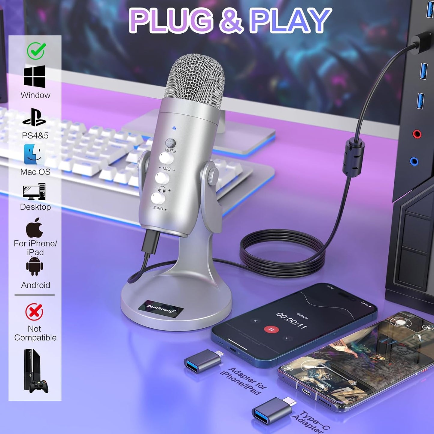 ZealSound Gaming USB Microphone 7071