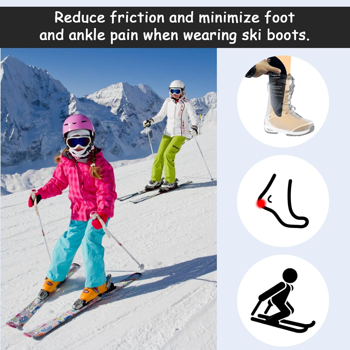 Ski Boot Horn - 3 Sizes Ski Boot Shoe Horn, Cuttable Plastic Shoe Horn for Ski Snowboard Boots, Makes Putting On Ski Or Snowboard Boots Easier, Shoe Helper Tool for Skiers of All Ages WN420