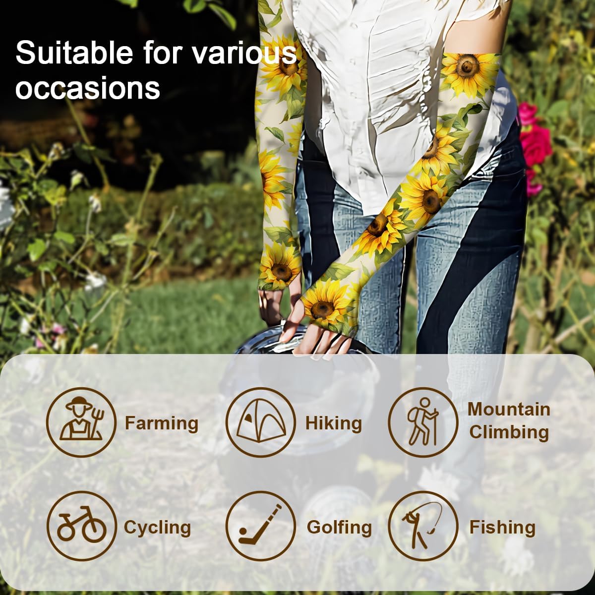 ShinHye UV Cooling Sleeves Gardening Sleeves UV Protection Anti-Scratch Sun Protection Arm Sleeves for Garden Outdoors WN420