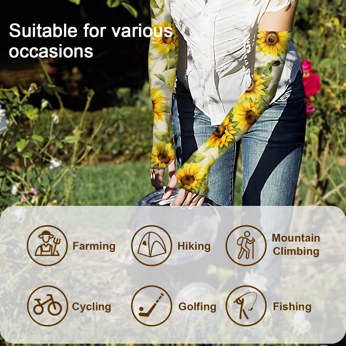 ShinHye UV Cooling Sleeves Gardening Sleeves UV Protection Anti-Scratch Sun Protection Arm Sleeves for Garden Outdoors WN420