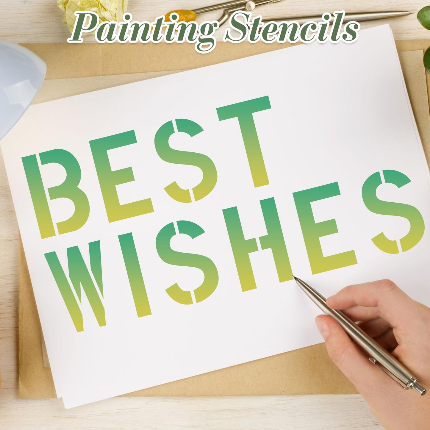 Letter Stencils for Crafts Reusable 42Pcs Number Stencils(5 Inch Font) | DIY Art Painting Stencil Furniture Decor Kit for Wood Embroidery Wall Silk Screen Journaling BST202