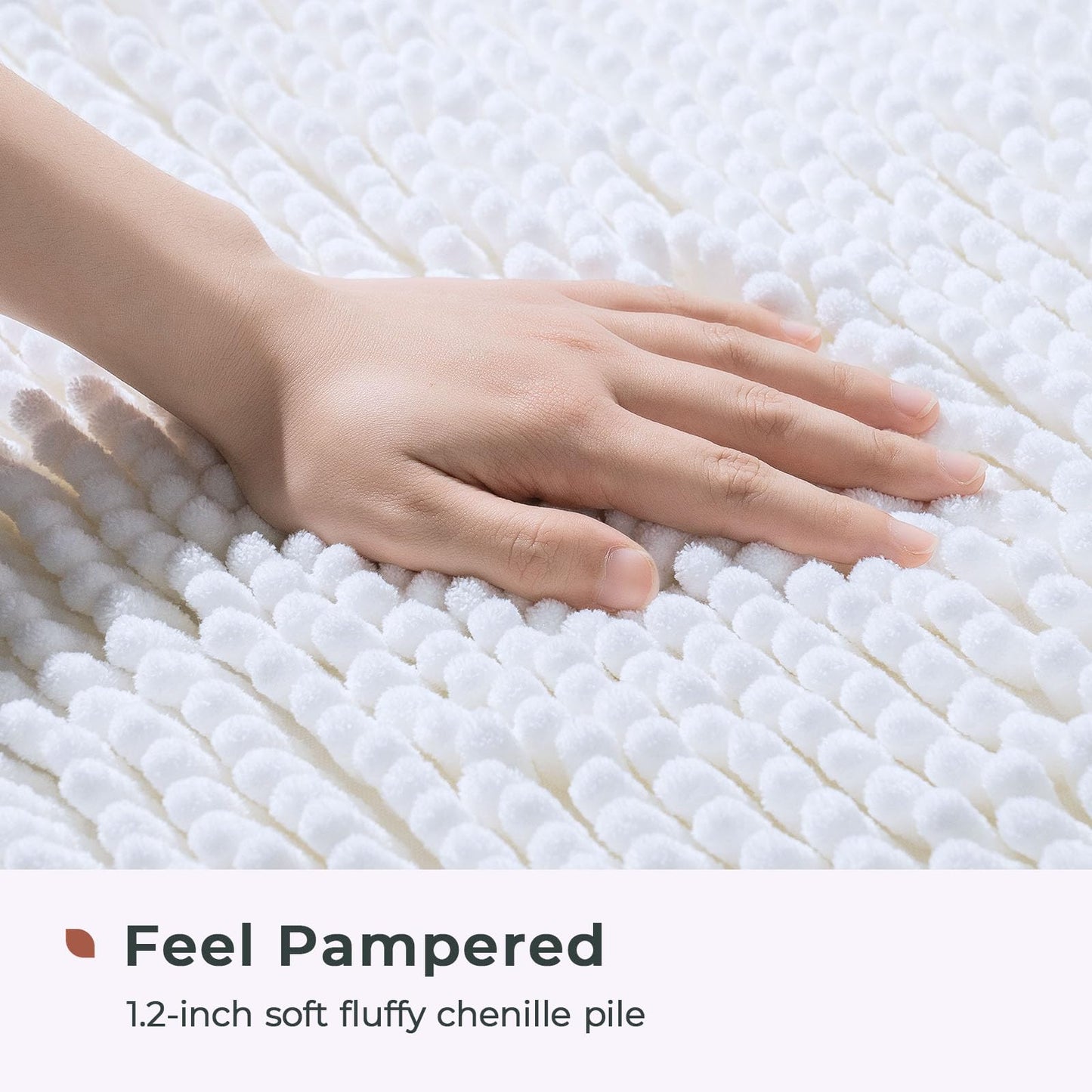 FRESHMINT Chenille Bathroom Rugs Mat 24"x17", Non-Slip Bath Mat for Bathroom Floor & Bathtub, Washable Soft Shower Shag Bath Rugs, Fluffy Thick Water Absorbent Microfiber Shower Mat, Sage Green BST220