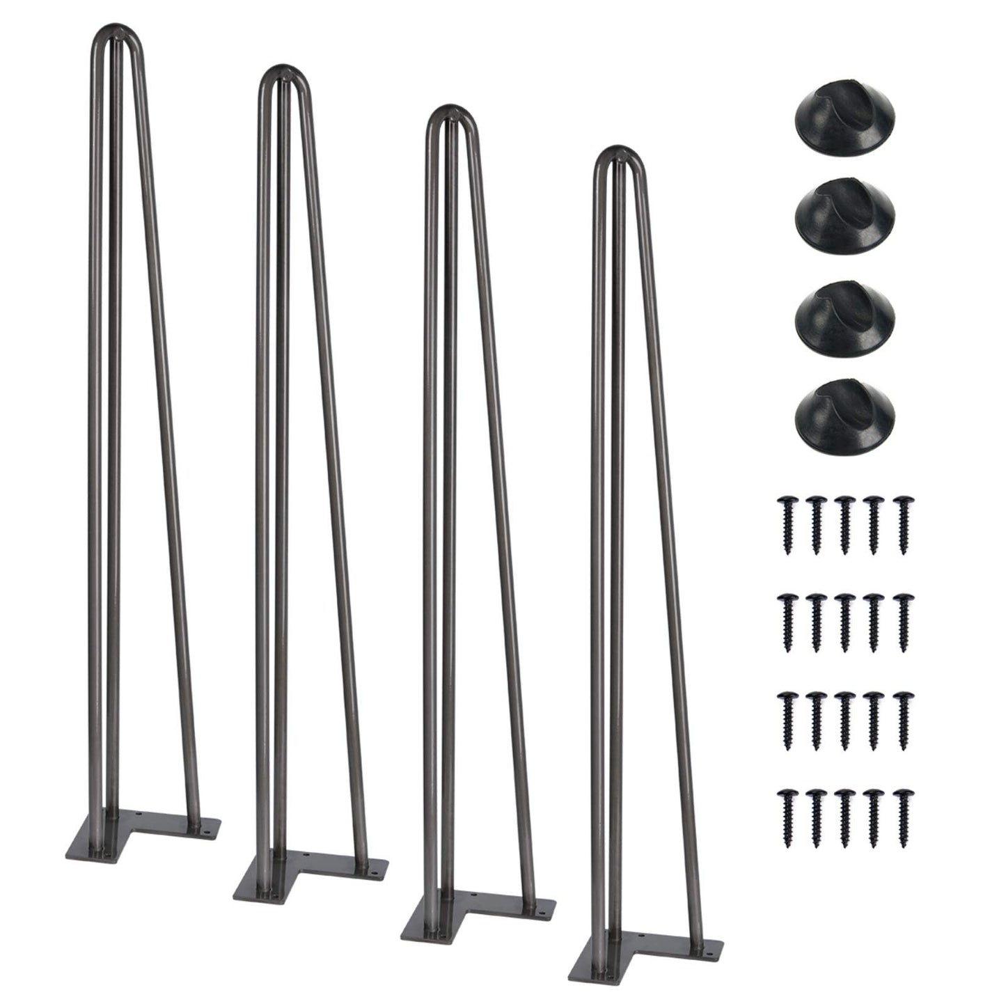 SMARTSTANDARD 16 Inch Hairpin Table Legs, 3 Steel Rods 1/2 Inch Pipe Diameter, 800lbs Load Capacity, Mid-Century Style for Coffee Table, Side Table, Night Stand (Black, 4PCS) BST220