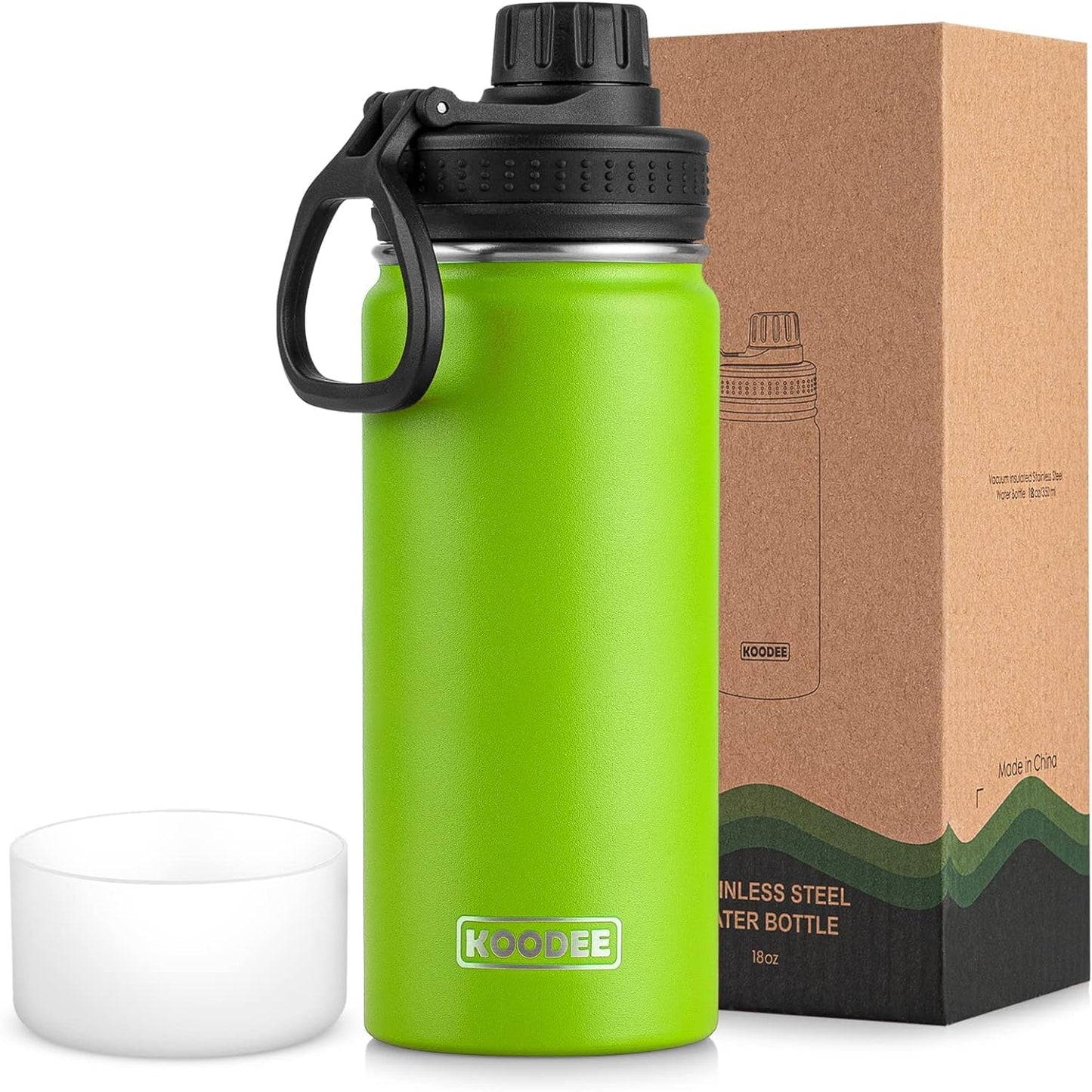 koodee Water Bottle-12 oz Stainless Steel Double Wall Vacuum Insulated Water Bottle for School-Wide Mouth Flask with Straw Lid (Teal) BST220