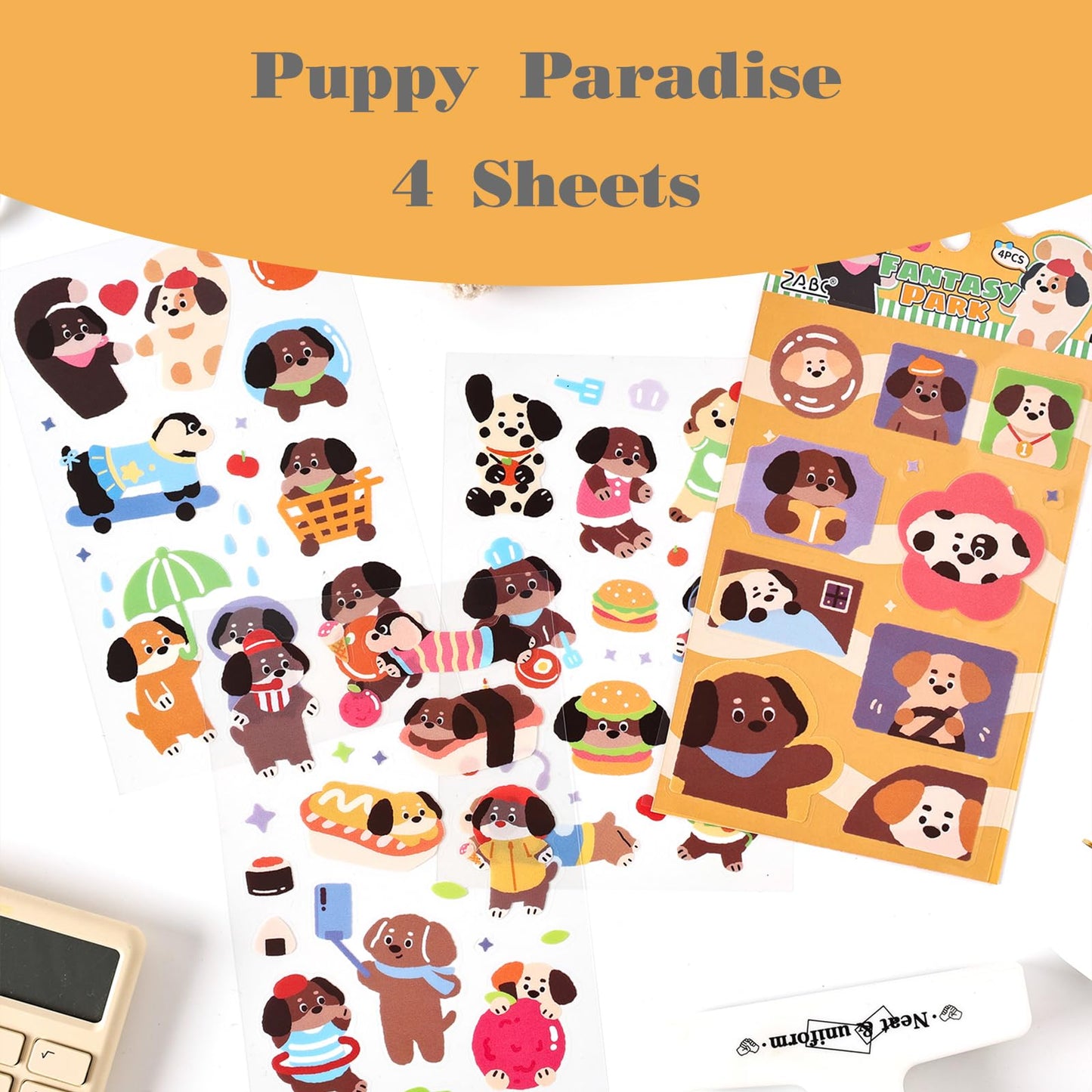 Deco Stickers Pack of 24 Sheets Korean Style Photocard Animal Rabbit Beer Confetti Polco Decorative Stickers for Scrapbooking (Cream) WN420