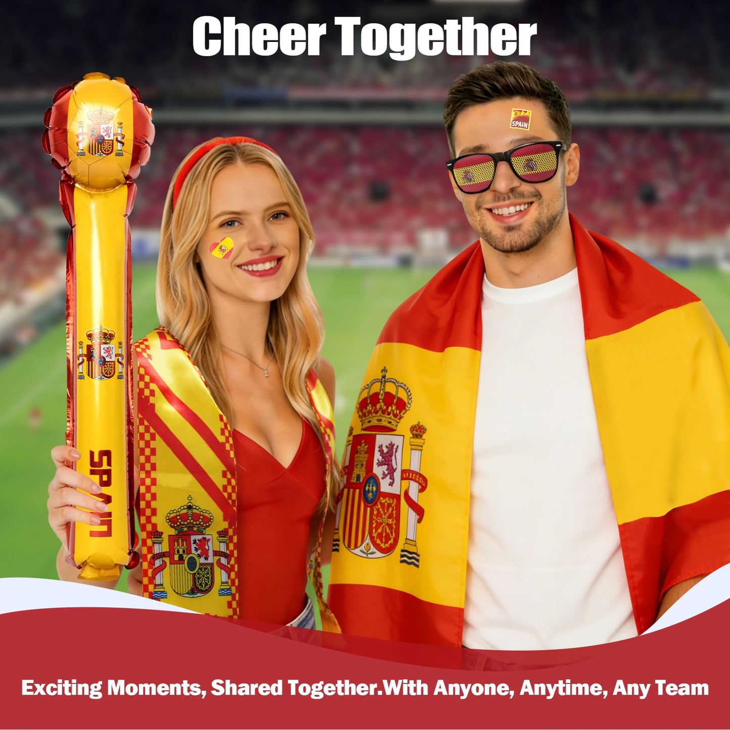 World Cup 2026 Fan Accessories with Large 3x5 ft Flag, Match Tracker Poster, Stickers, Cheering Sticks, Clapper & Scarf, World Cup Decorations Fan kit for Soccer Watch Party, Stadium and Home Cheering BST202