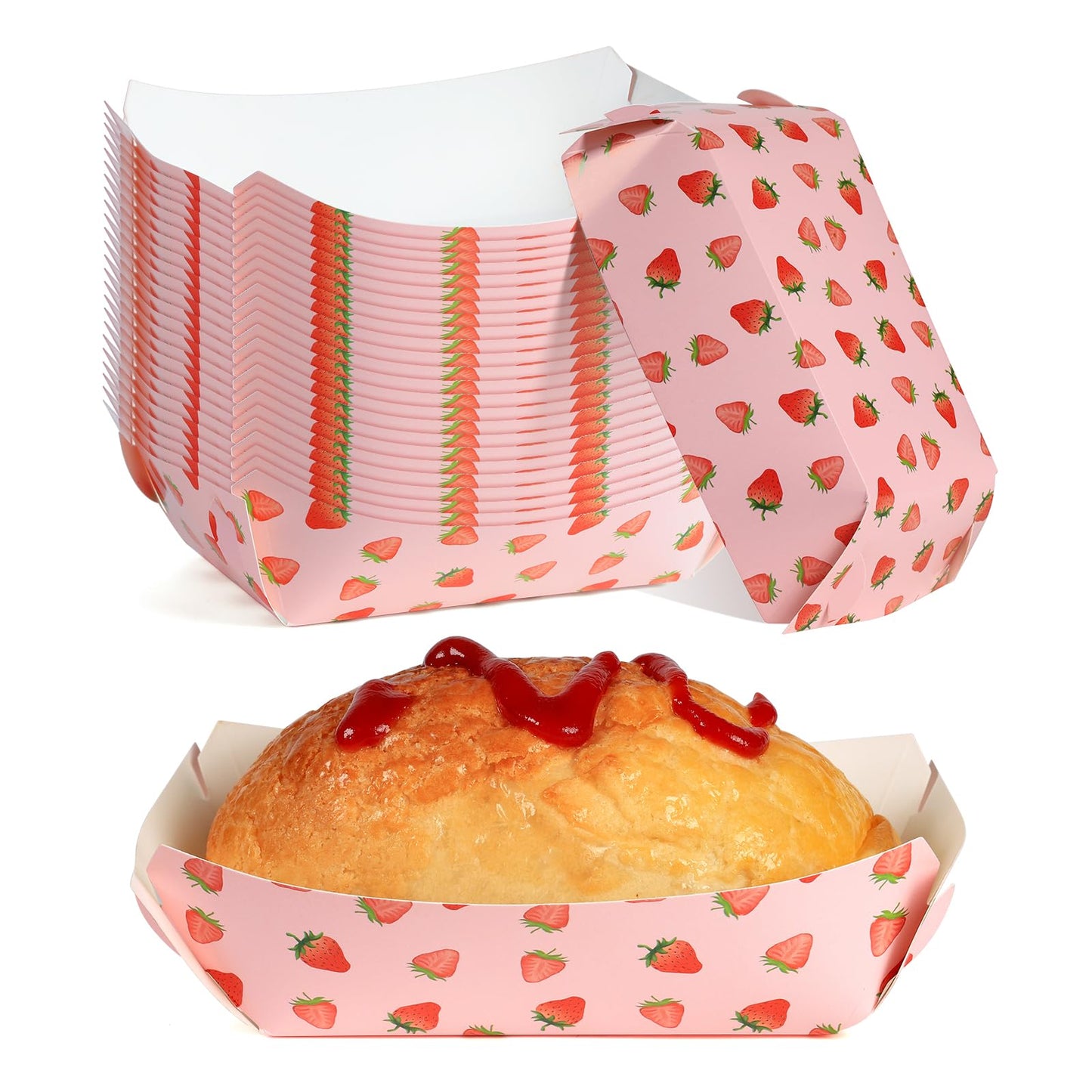 strawberry paper plates, disposable waterproof food trays, 1 lb., suitable for bulk strawberry-themed strawberry shortcake berry first birthday party supplies and gift decorations. (20, blueberry) BST220