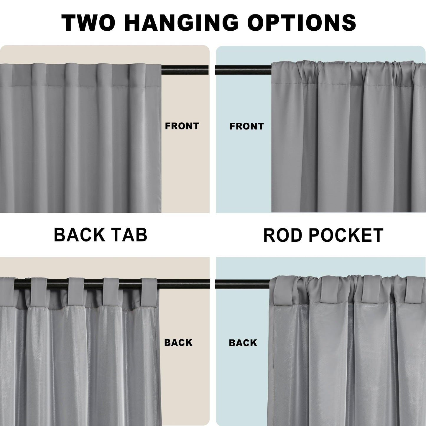 XWZO White Blackout Curtains with Tiebacks - Rod Pocket & Back Tab Heat and Full Light Blocking Window Panels for Bedroom/Nursery, 84 Inches Long Thermal Insulated Draperies, W42 x L84, Set of 2 BST326H