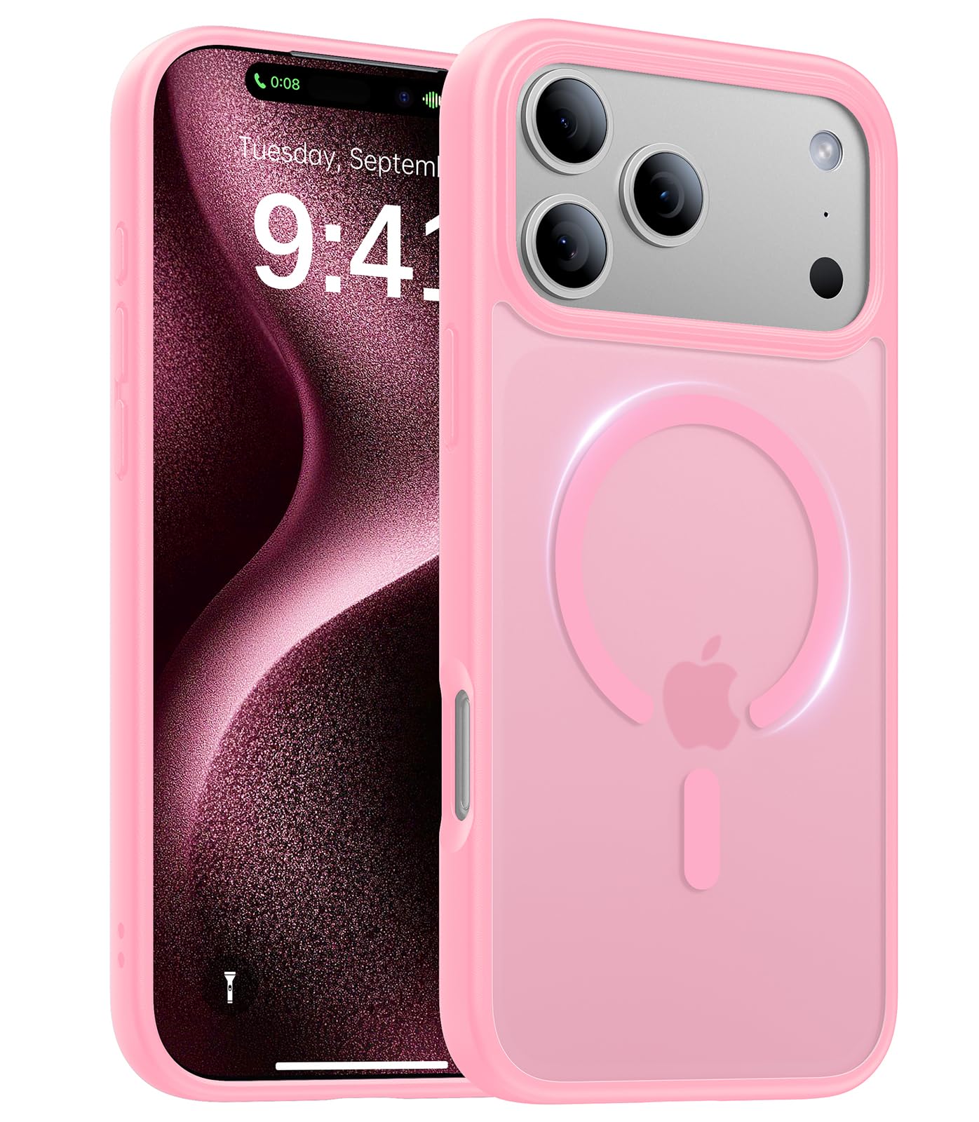 Magnetic for iPhone 17 Pro Max Case,[Anti-Slip][Compatible with MagSafe][Military Grade Drop Protection] Shockproof Protective Translucent Phone Case for iPhone 17 Pro Max Case,Wine Red WN420