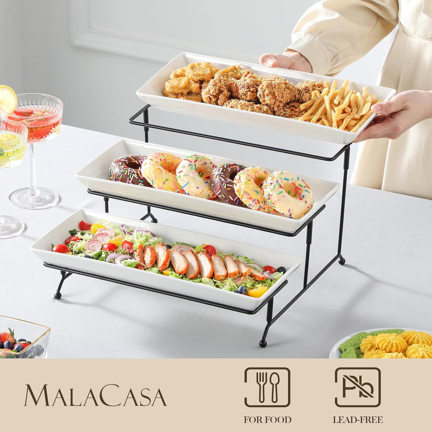 MALACASA 3 Tier Serving Tray 100