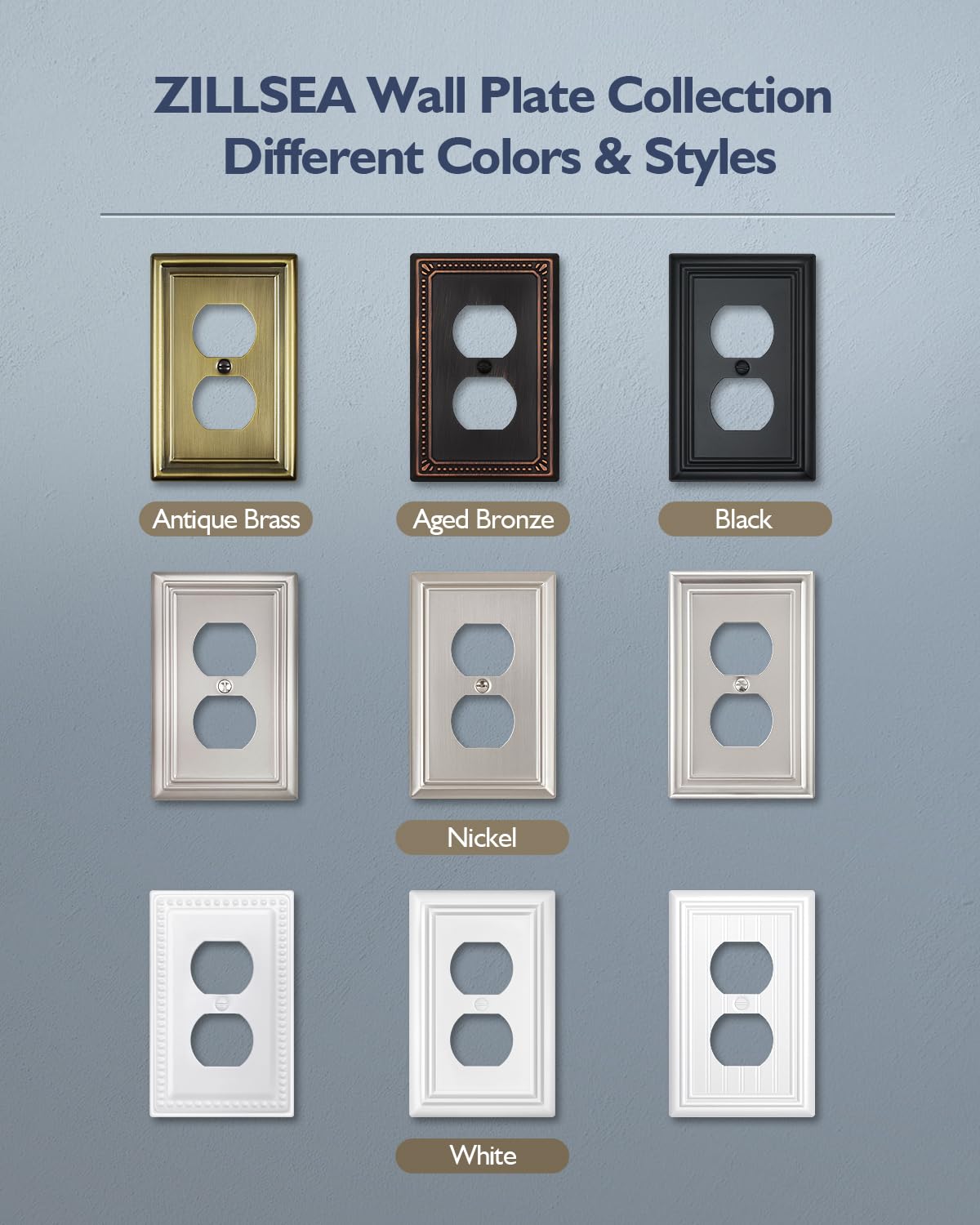 Decorative Metal Wall Plates, Switch Plates Outlet Covers (Off White/1 Decorator 4 Pack) WN420