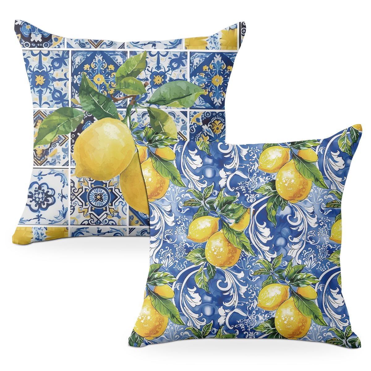 4 PCs Lemon Decor Pillow Covers 18x18, Italian Gifts Throw Pillow Covers | Italy Lemon Pillow Cases Decorative Pillow Protectors Living Room Bedroom Office Home Decor for Cushion Car Bed BST202