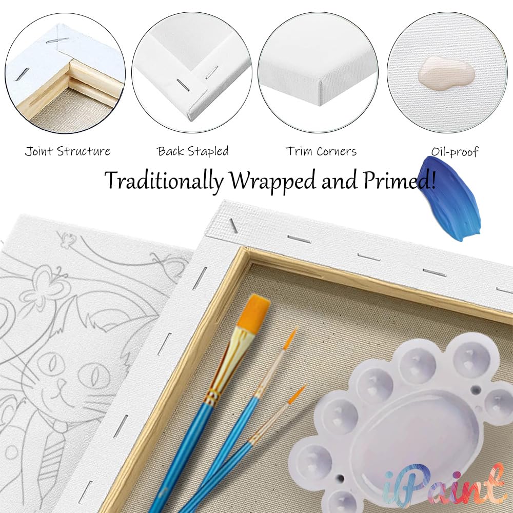 2Pcs Sip and Paint Kit for Adults,Valentines Couple Painting Kit Supplies Canvas, Pre Drawn Canvas to Paint for Date Night for Couples DIY Acrylic Painting Kits Party Favor 8×10 WN420