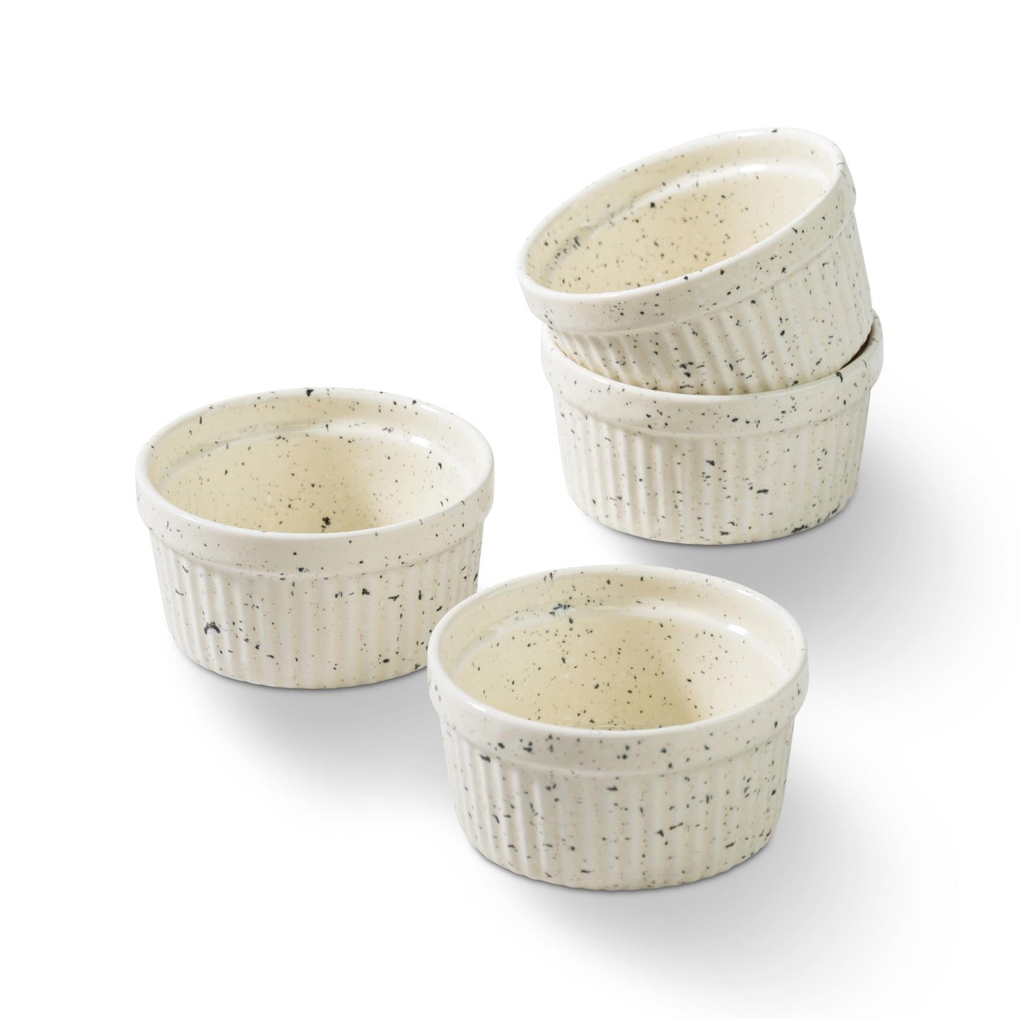 4oz Ramekins Set of 4,Creme Brulee Ramekins Oven Safe,Ceramic Custard Cups Ramiken for Baking,Souffle Ramekin Bowls for Pudding Ice Cream,Blue BST220