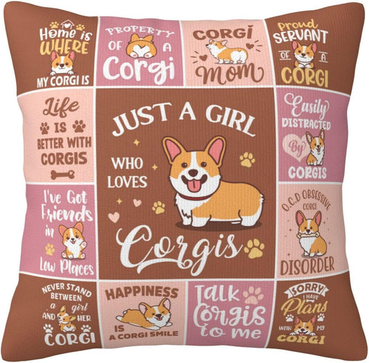 Mothers Day Corgi Dog Mom Gifts for Corgi Lovers, Corgi Gifts for Women, Corgi Mom Themed Gifts for Corgi Lovers Kids/Women Throw Pillow Cover 18×18 Inches BST326L