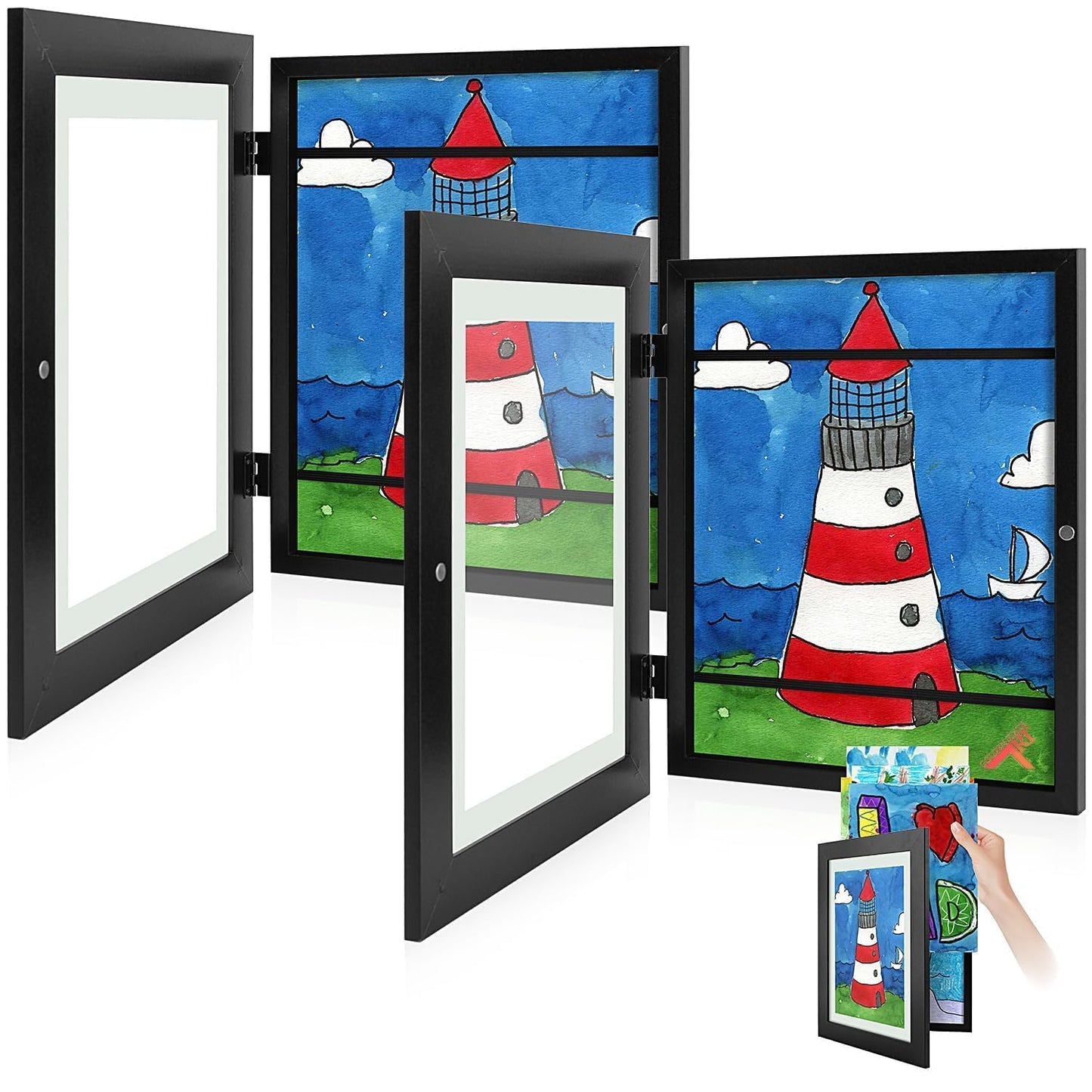 Golden State Art, 8.5x11 Kids Art Frames, Front-Opening Picture Frame Great for Kids Drawings, Artworks, Children Art Projects, Schoolwork, Home or Office (Walnut, Set of 2) BST220
