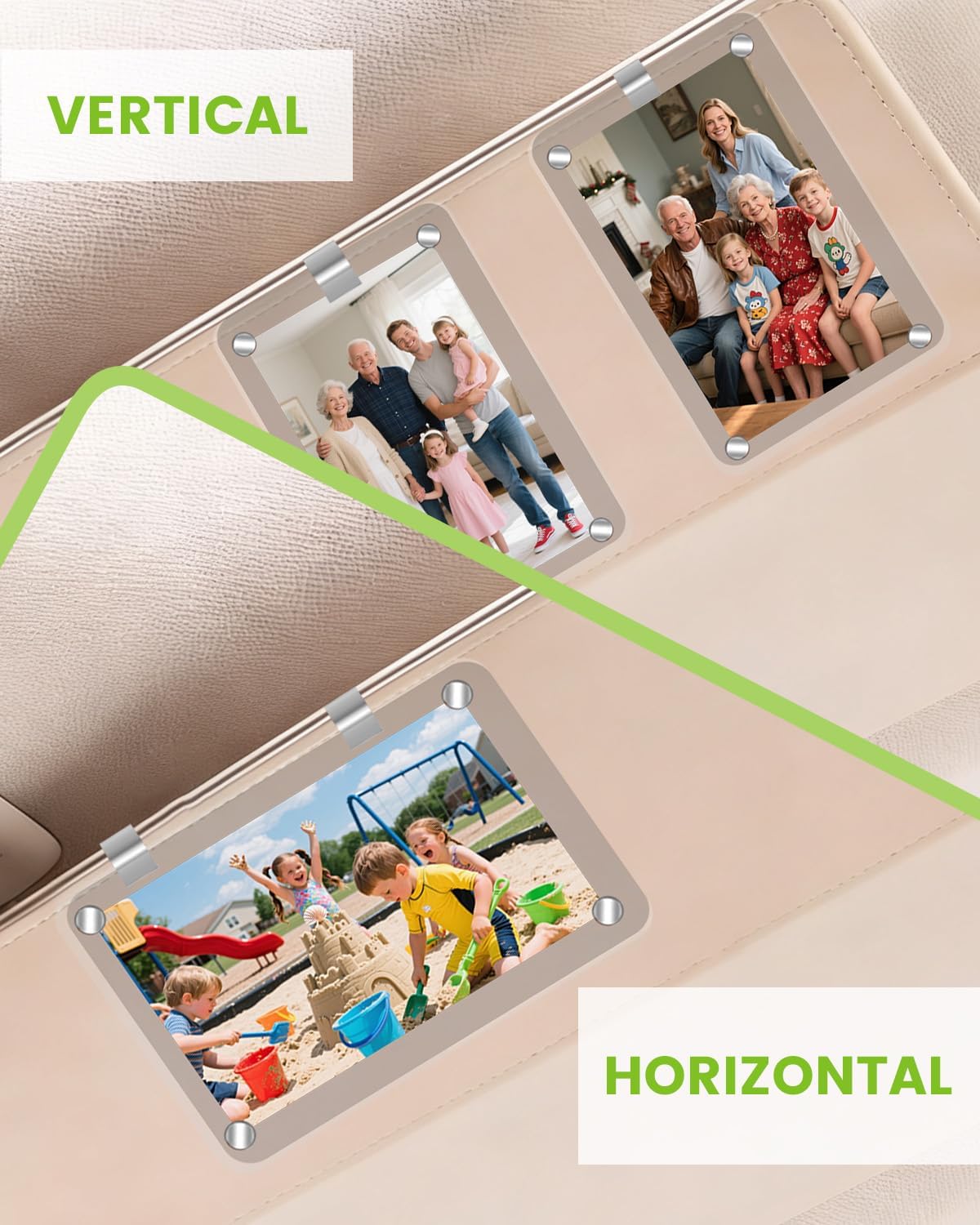 4Pack Car Picture Holder, Car Visor Photo Clip Holder, Magnetic 2.4"x3.5" Suncar Visor Picture Clip, Horizontal & Vertical Photo Display, Personalized Car Accessory for Family & Personal Photos BST326H