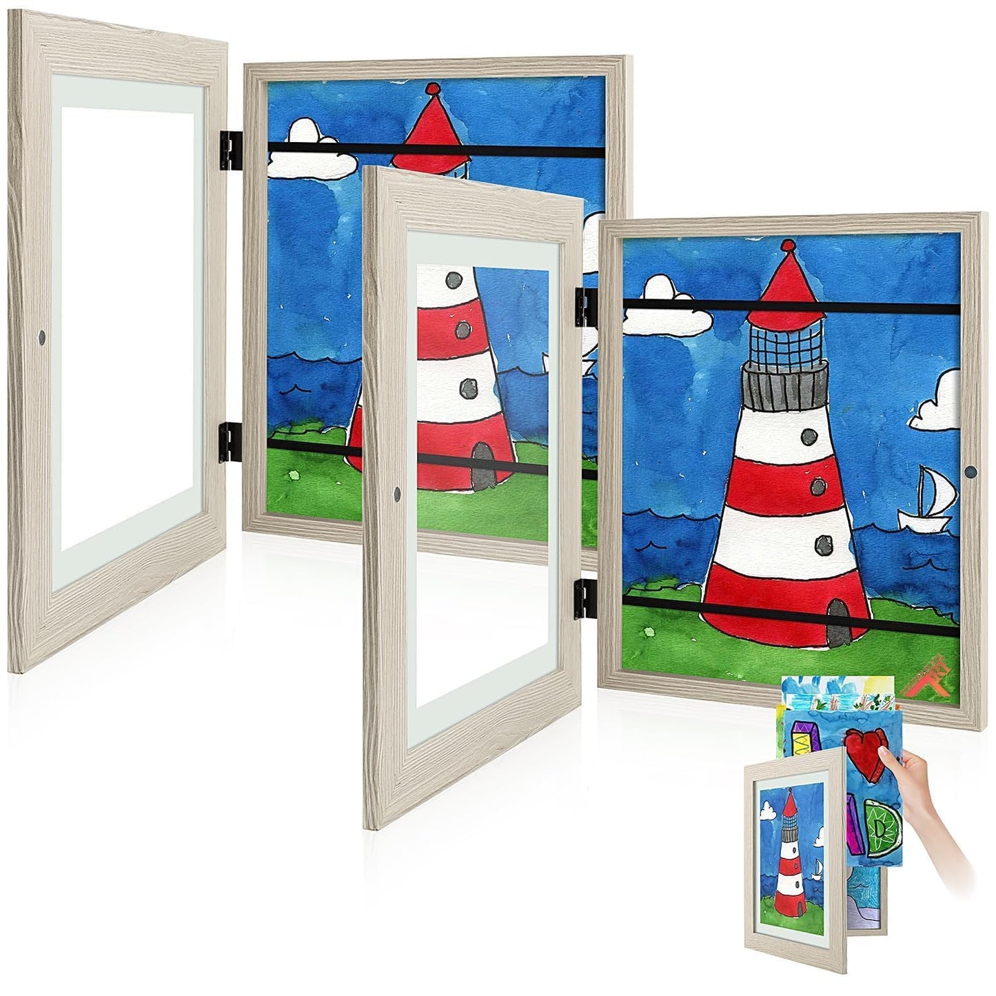 Golden State Art, 8.5x11 Kids Art Frames, Front-Opening Picture Frame Great for Kids Drawings, Artworks, Children Art Projects, Schoolwork, Home or Office (Walnut, Set of 2) BST220