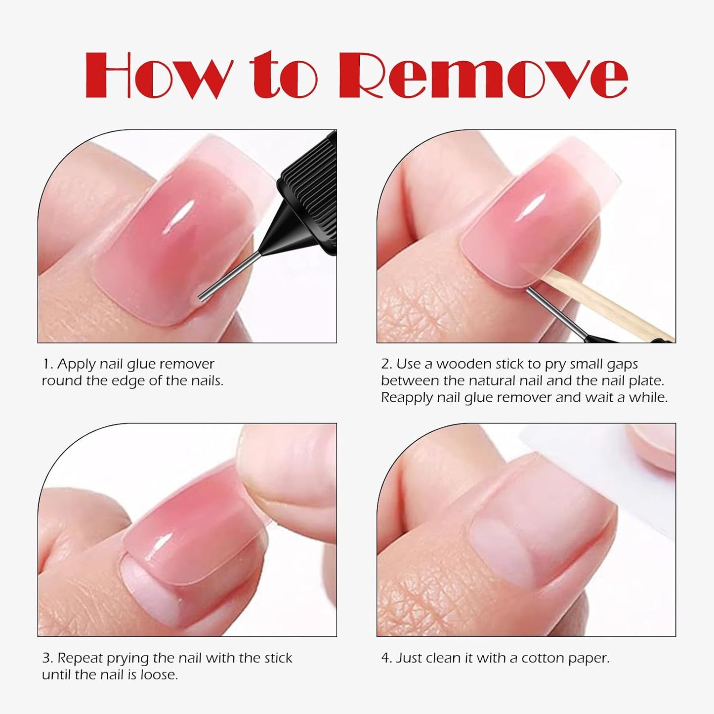 Semi-Solid Glue and Remover Kit with Stick for Press ons, No U/V Light Needed Quick Dry Fake Nail Tips Glue and Non-Acetone Remover with Precision Tips (10ml+10g) WN420