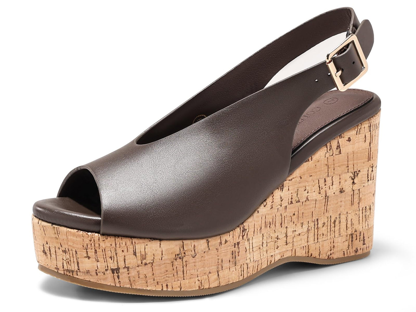 Coutgo Womens Platform Wedge Sandals Open Peep Toe Slingback Cork High Heels Summer Beach Shoes DD1210