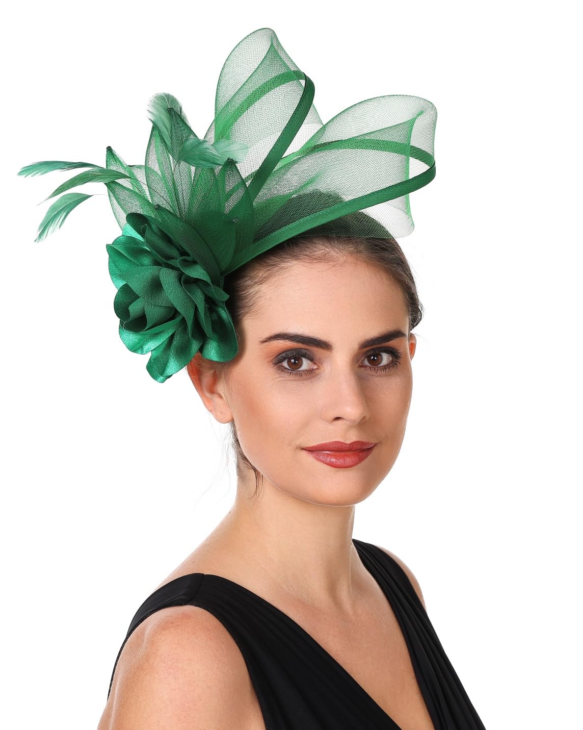 SAFERIN Fascinators Hat Flower Mesh Ribbons Feathers on a Headband and a Clip Tea Party Headwear for Girls and Women WN420