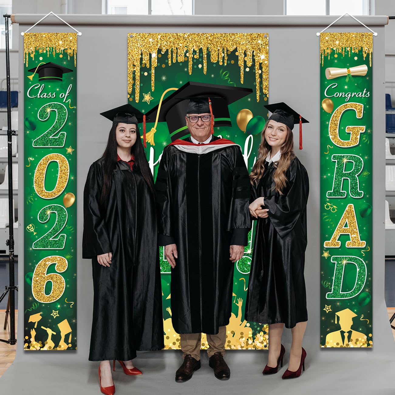 Graduation Decorations Class of 2026 Purple and Gold Congrats Grad Banner and You Did It Door Cover for High School College Graduation Party Supplies(Purple) BST326H