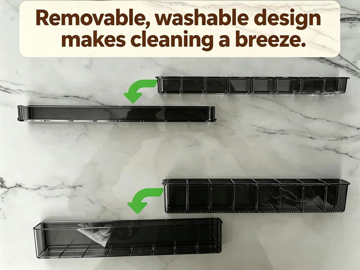 9.8 inch double-layer removable and washable Large Acrylic Cabinet Straw Holder Organizer with Traceless Nano Adhesive – Space-Saving Storage Rack for Cabinet Door, Clear Black Straw Cabinet Holder BST202