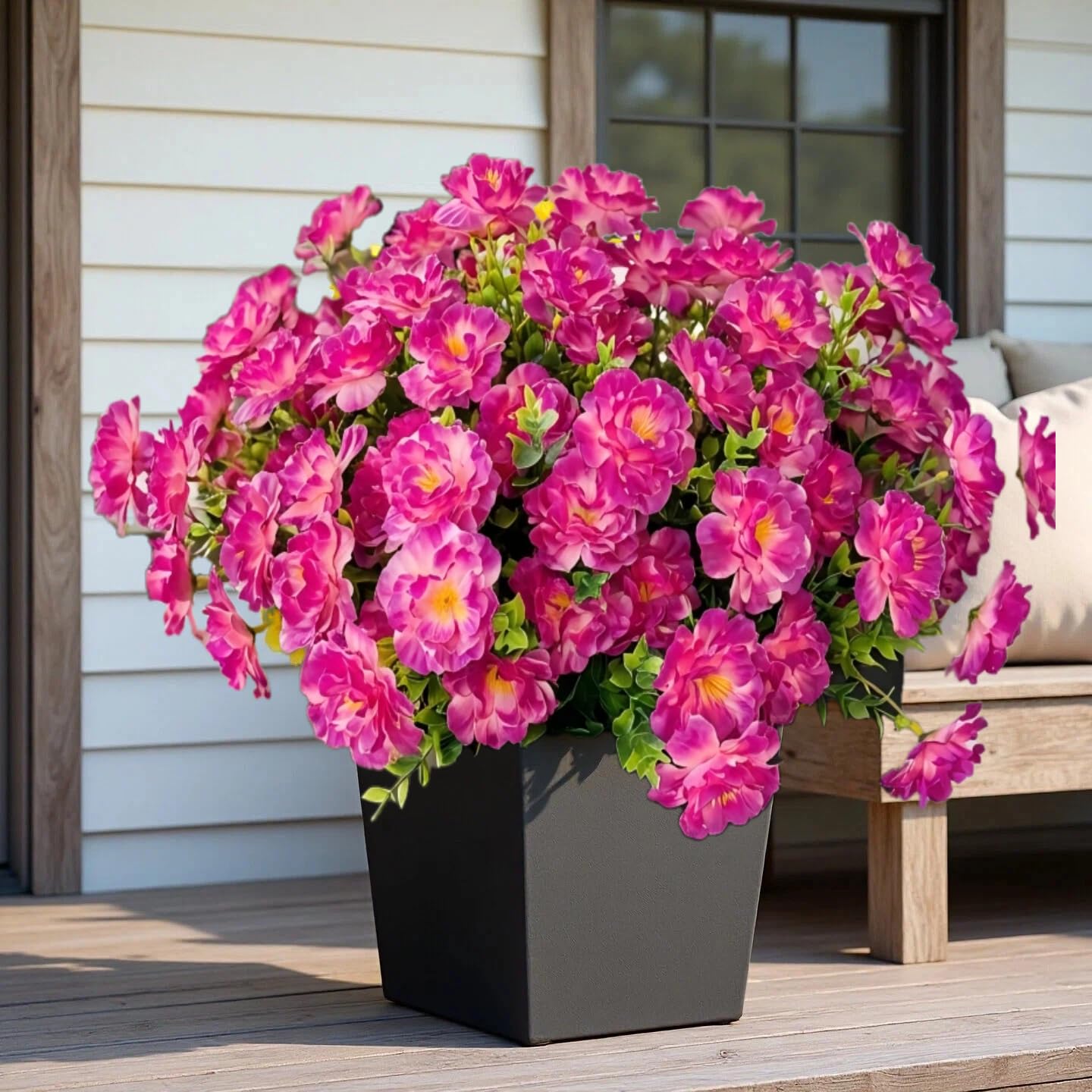 12 Pack Artificial Hibiscus Flowers UV Resistant Fake Silk Flowers for Outdoors Hanging Baskets Porch Patio Garden Decor Faux Tropical Plants BST202