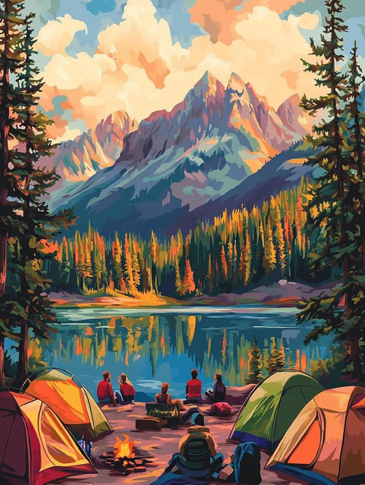 Mosaflare Sunset Landscape Paint by Numbers for Adults Beginner 16X20 inch | Lake Adult Paint by Number Kits on Canvas, DIY Acrylic Oil Easy Painting by Numbers for Home Wall Decor (Without Frame) BST326L