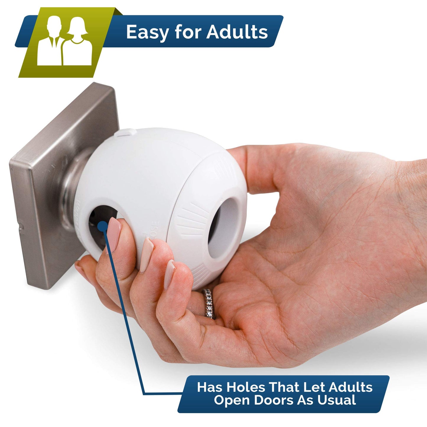 Child Safety Door Knob Cover (4 Pack) Hard-to-Remove Dual-Lock Door Handle Covers for Kids N31