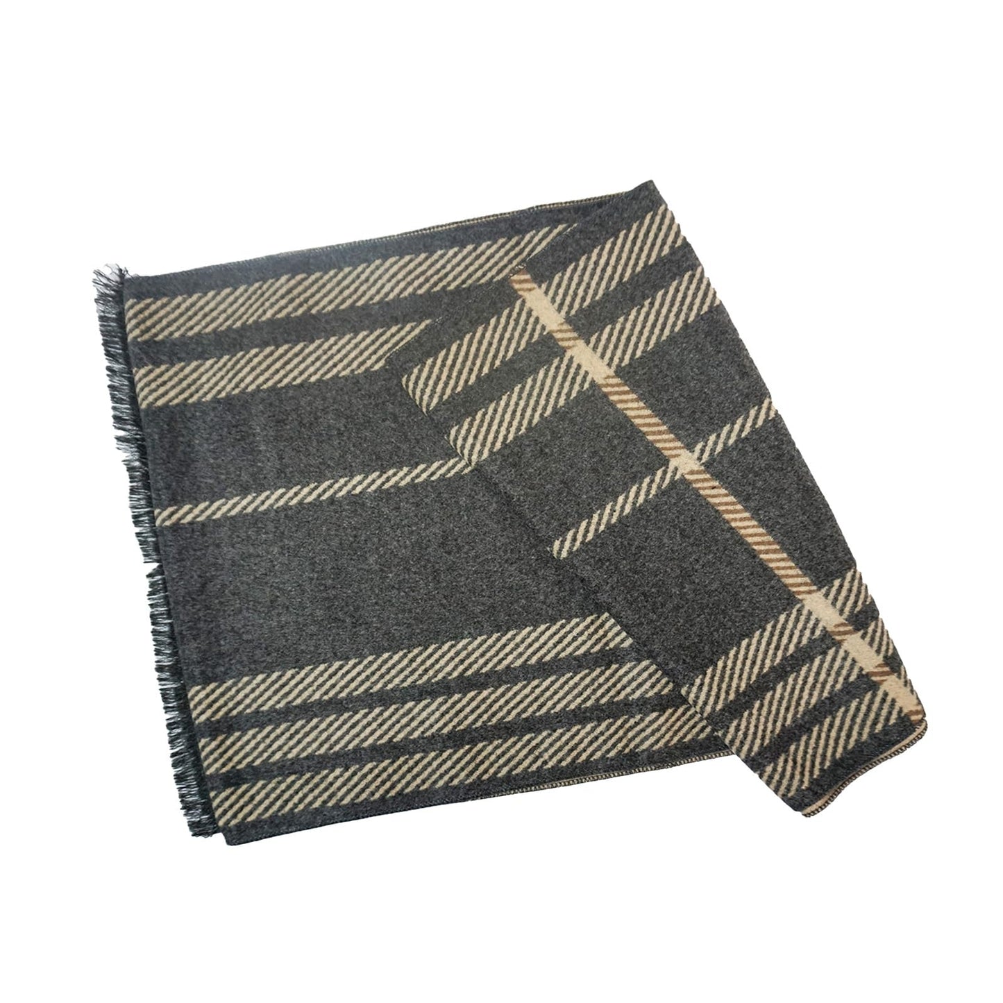 Mens Winter Scarf Cashmere Feel Warm Scarves Long Plaid Tassel Scarf for Men WN420