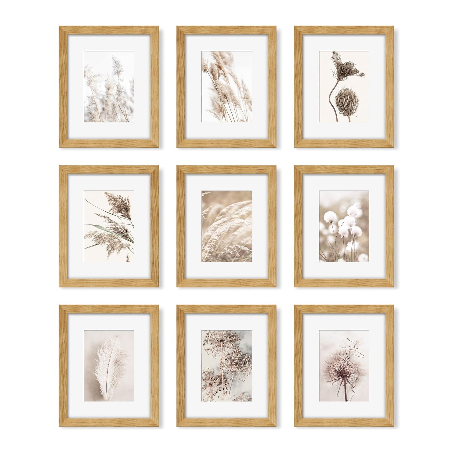 YESKAY 8x10 Picture Frame Set of 9, Display Pictures 5x7 with Mat or 8 x 10 Without Mat, Multi Photo Frames for Wall Mounting or Table Top Display, Blue BST326H