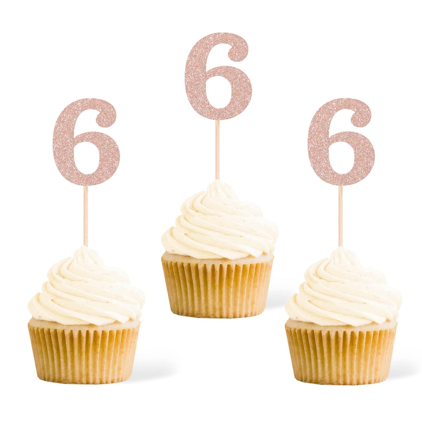 Gexolenu 24 PCS Rose Gold Double-sided 3rd Birthday Cupcake Toppers, Glitter Age THREE Cake Picks Decor, Third Happy Birthday Party Decorations Baby Shower Anniversary Party Supplies BST220