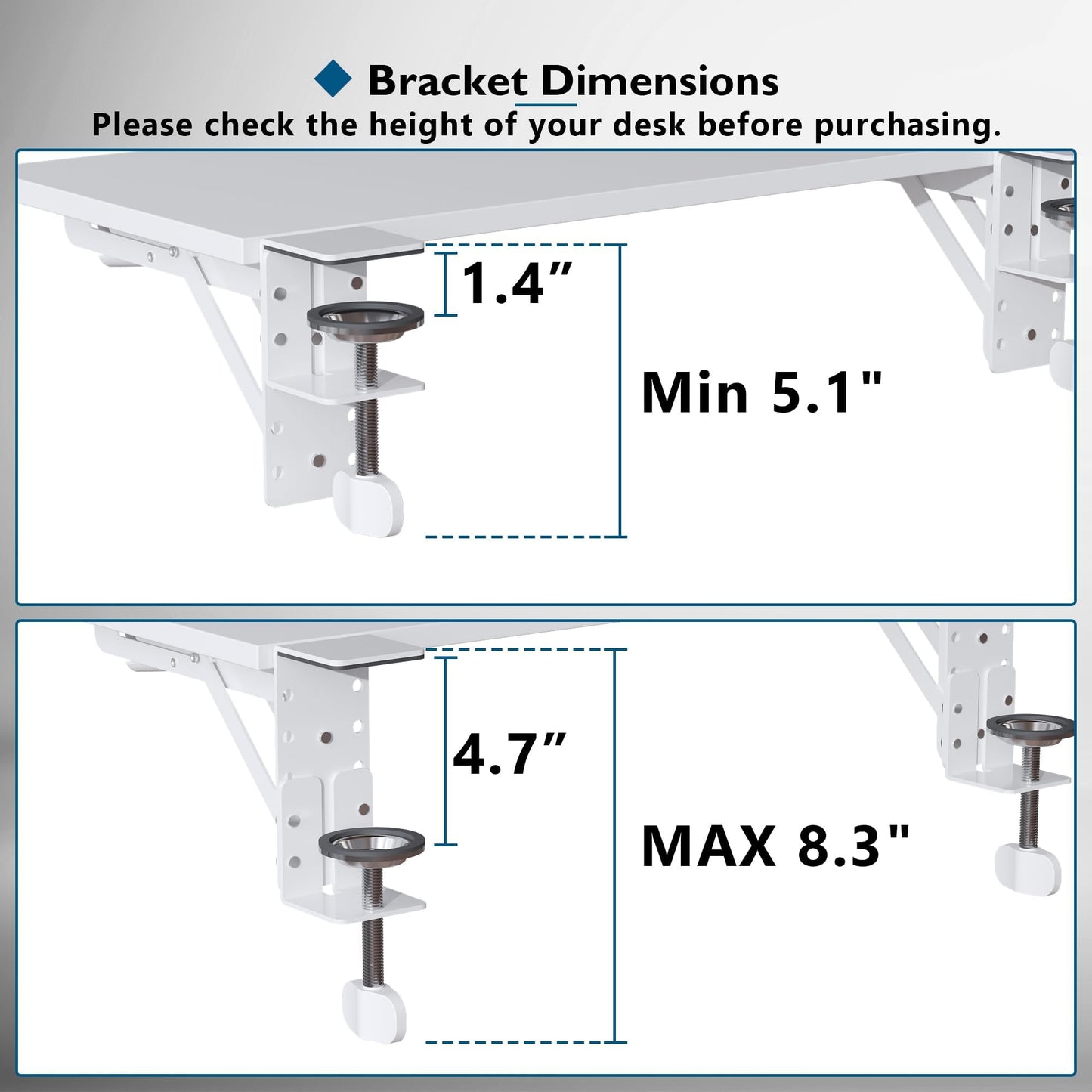 BONTEC Ergonomic Desk Extender Tray, 9.5"x9.1" Wrist Rest Shelf | 90°Foldable Elbow Support, Table Mount Arm, Clamp on Computer Arm Rest for Desk, Office & Home Use,Durable Easy to Install BST202