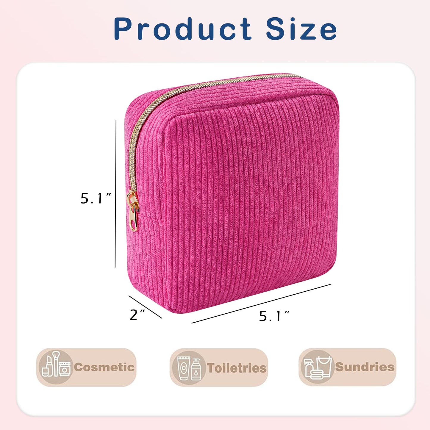 uekeboag Cute Small Corduroy Zipper Makeup Bag, Mini Coquette Aesthetic Pouch with Bear Pattern for for Purse,Key Pocket Lipstick Bag Card Holder Data Cable Organizer (12Hot Pink) BST220