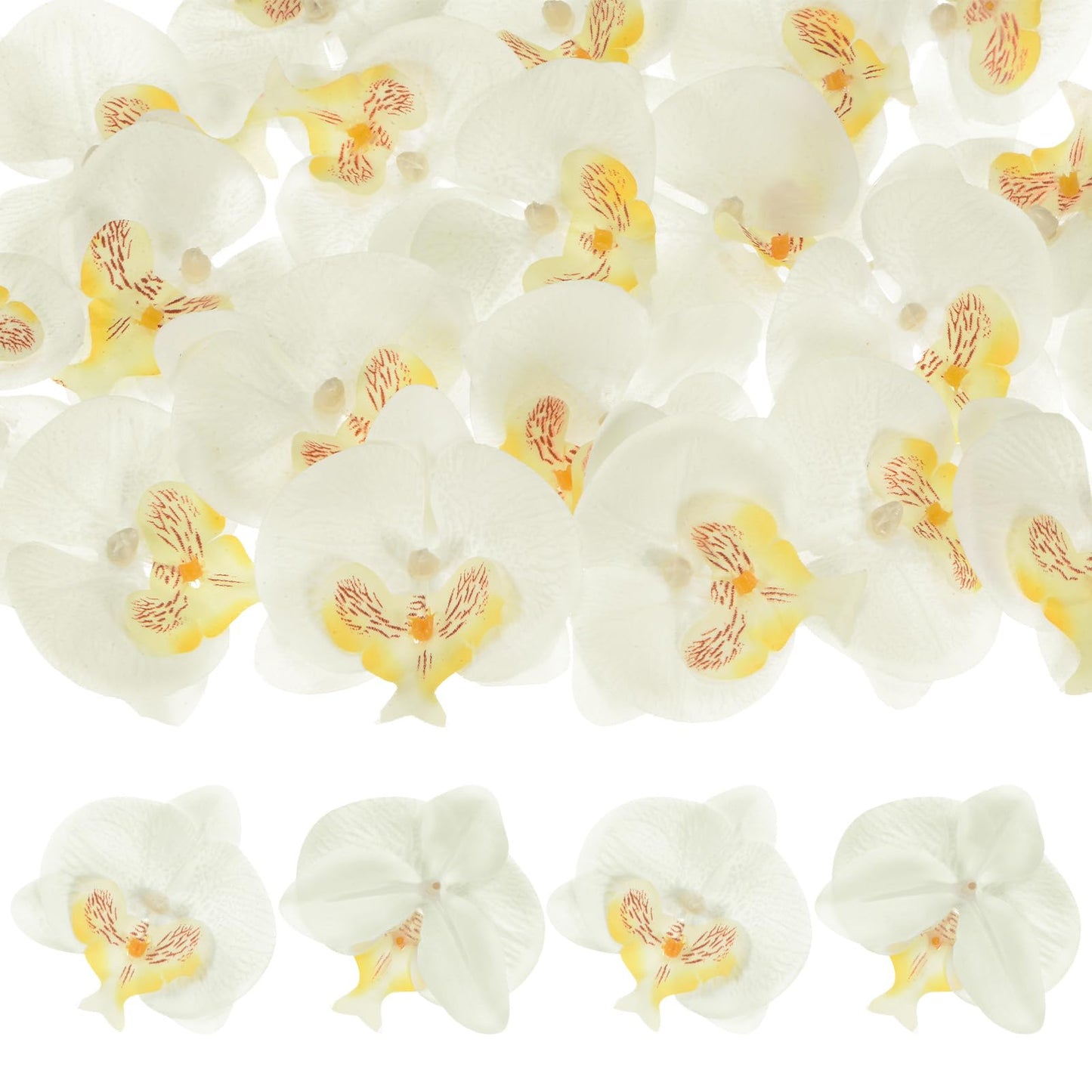 M METERXITY 20-Pack Artificial Orchid Flower Heads, Silk Faux Butterfly Flowers Head for Wedding/Bouquet/Bridal/Party Decor, Fake Phalaenopsis Petals Bulk [2.76 Inch, Dark Purple] BST220