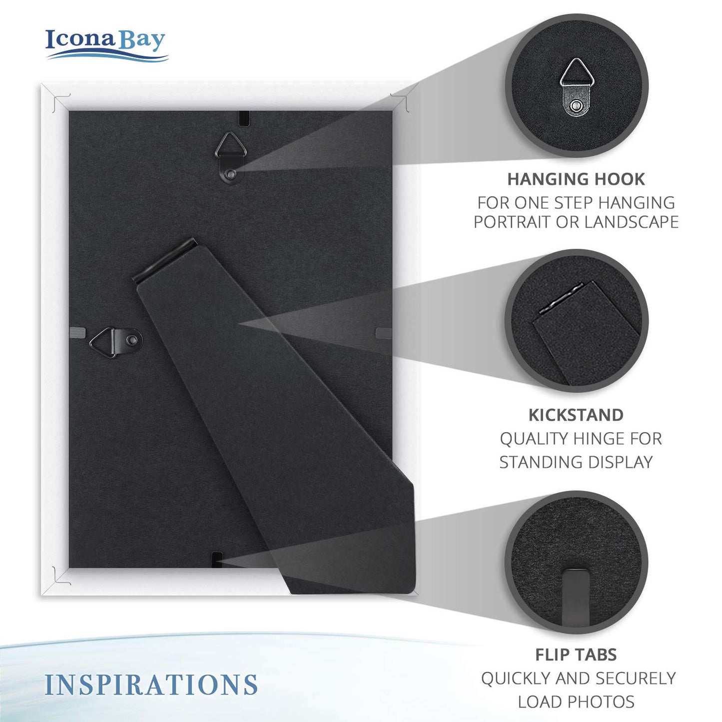 Icona Bay Combination White Picture Frames Set - 10 PC (Five 4x6, Three 5x7, Two 8x10), Inspirations Collection Multi-Pack for Contemporary Wall Gallery BST220