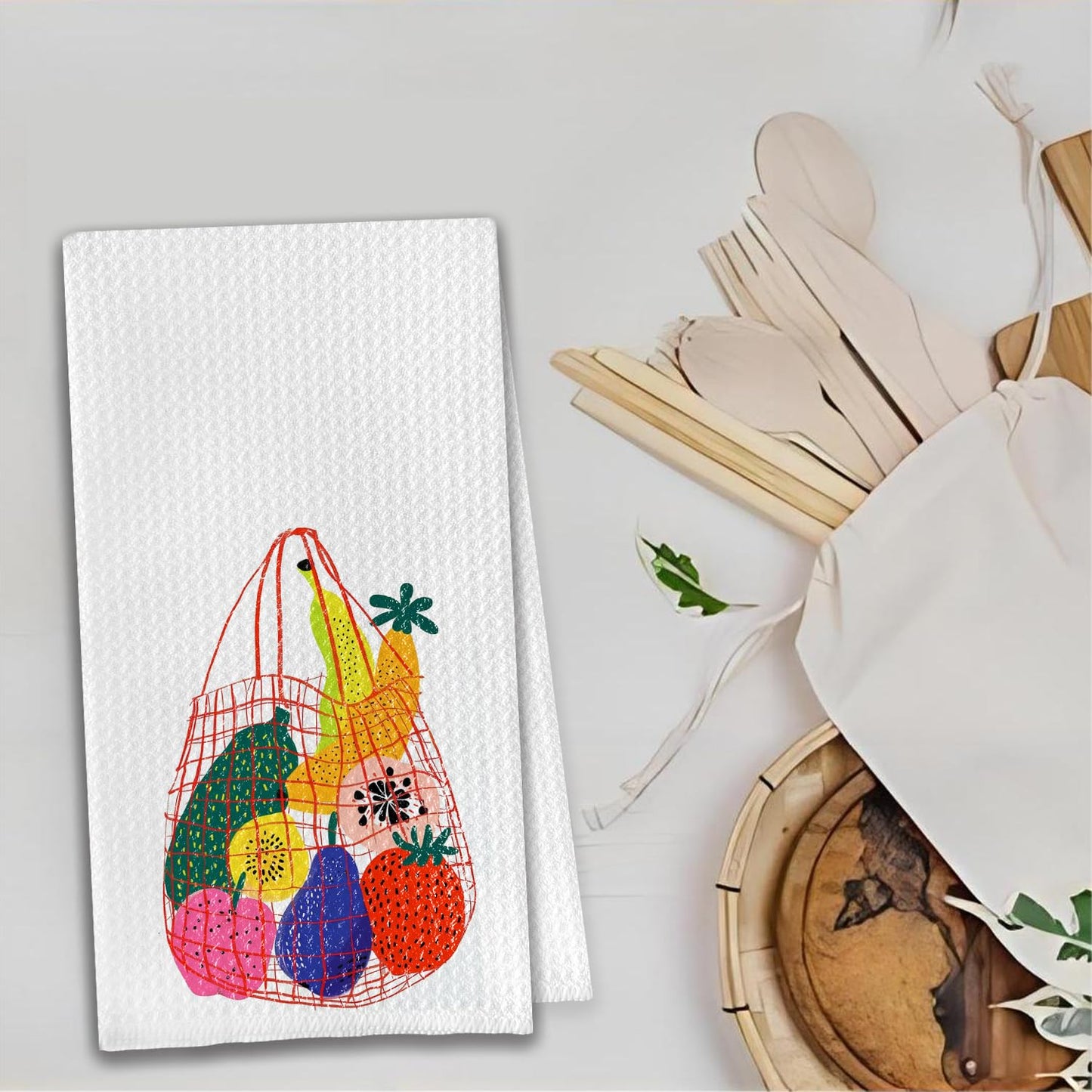 Bon Appetite Modern Kitchen Towels, Farmhouse French Dish Tea Towels for Kitchen, Gifts for Cooking Lovers Decorative Hand Towels, 16x24 Inch WN420