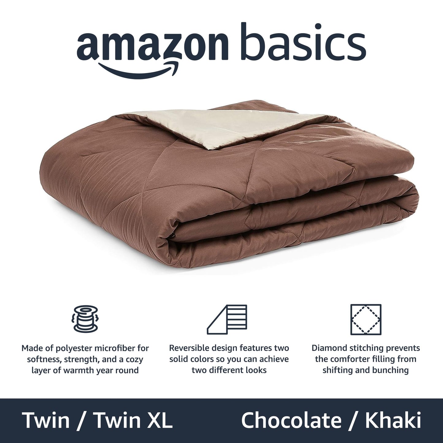 Amazon Basics Comforter Blanket, Reversible, Lightweight Microfiber, Machine Washable, All Season, Full/Queen, Black/Grey