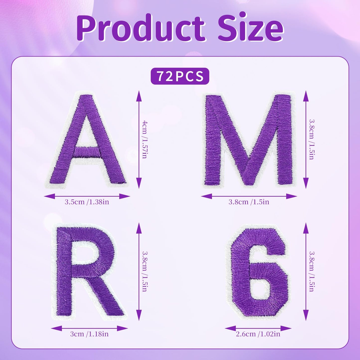 72Pcs Iron on Number and Letter Patches, Numbers 0-9, Letters A-Z Embroidered Applique Patches for Clothes, Skirts, Hats, Socks - Black BST220